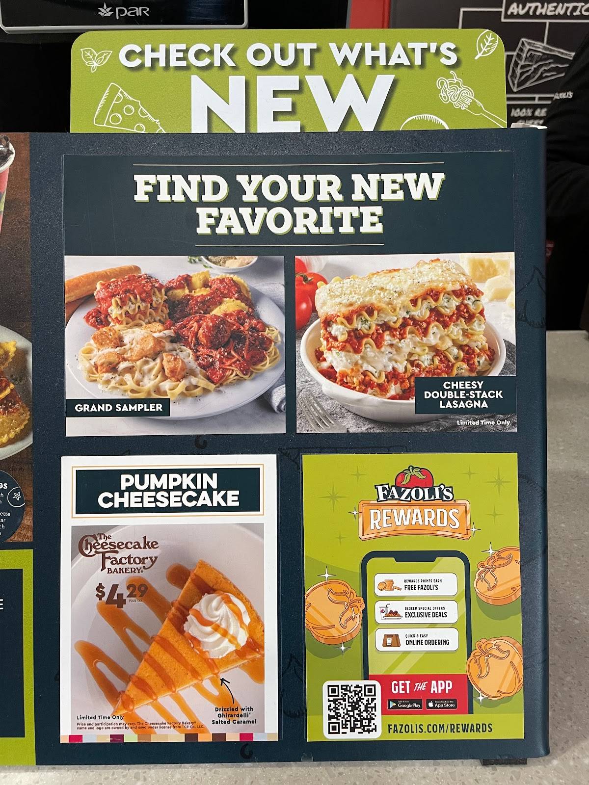 Fazoli's меню
