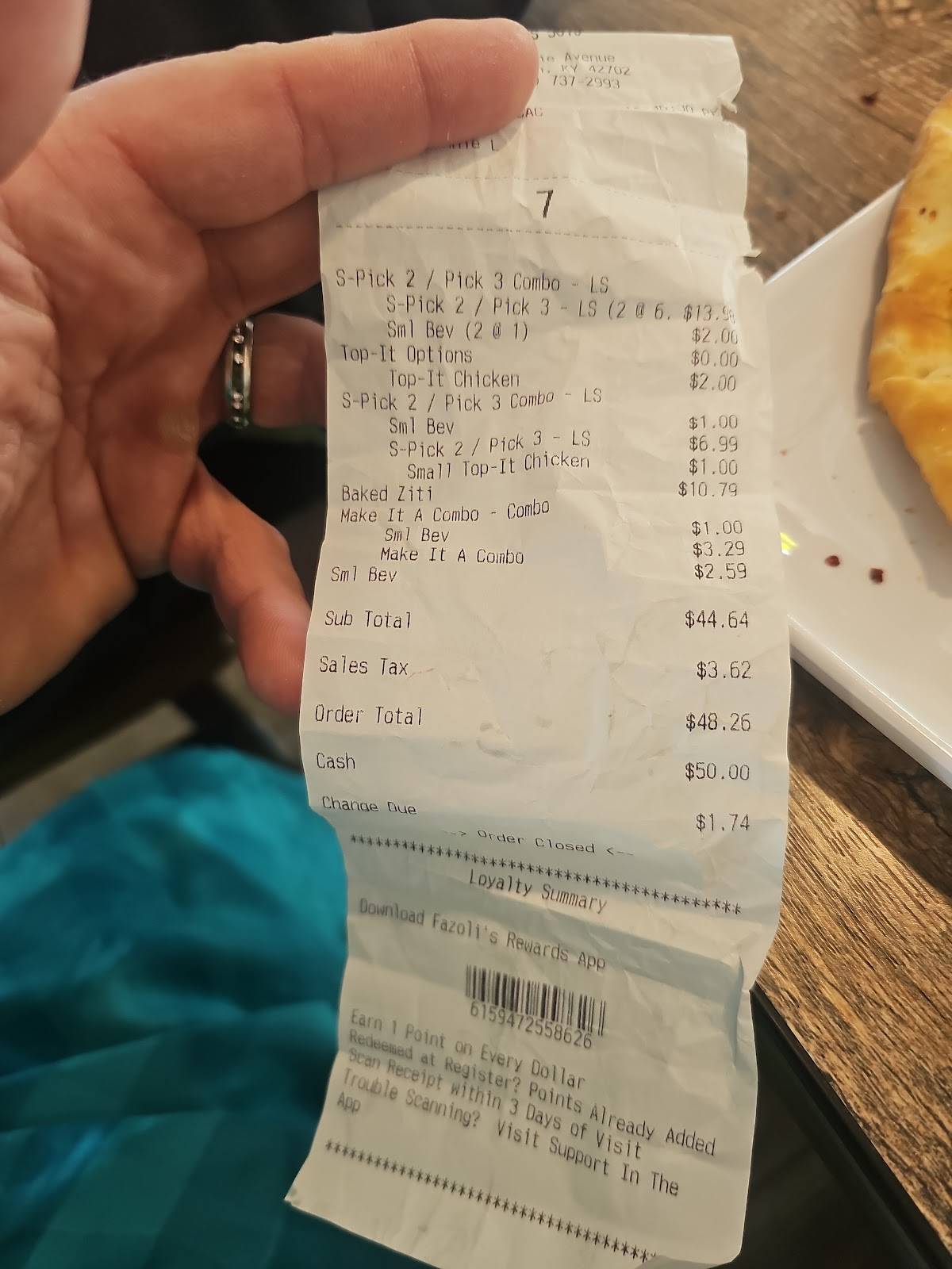 Fazoli's меню