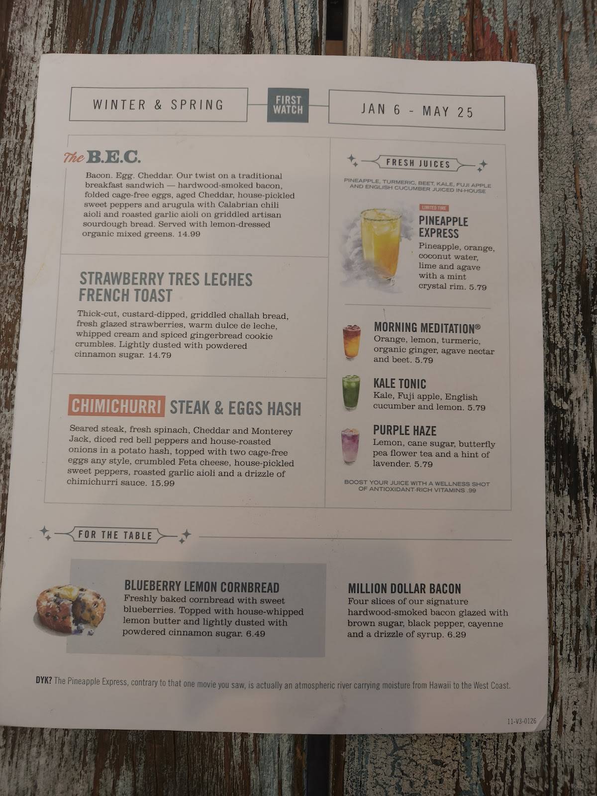 First Watch меню