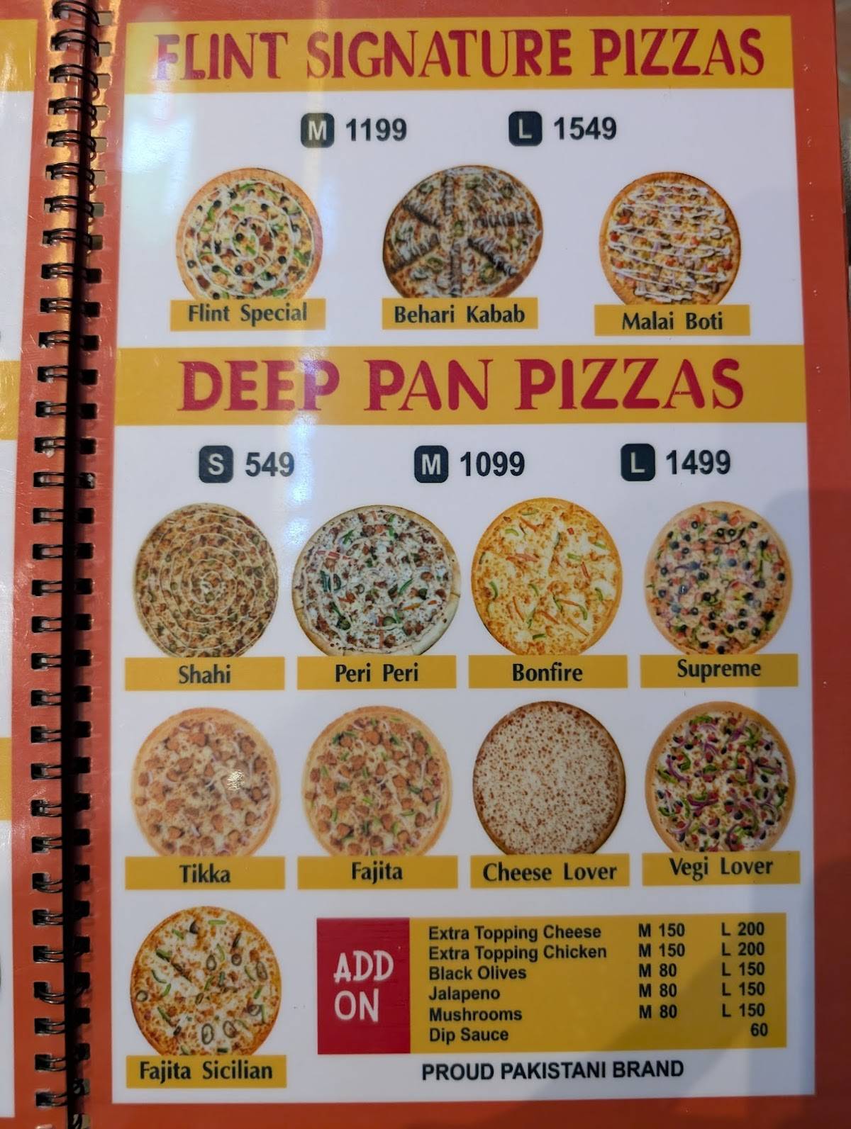 Flint Multan меню