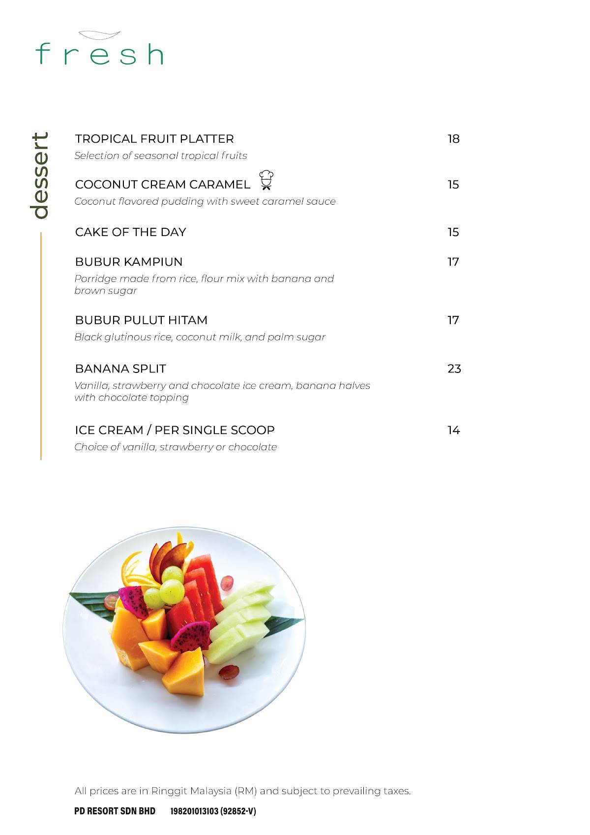 Fresh Restaurant меню