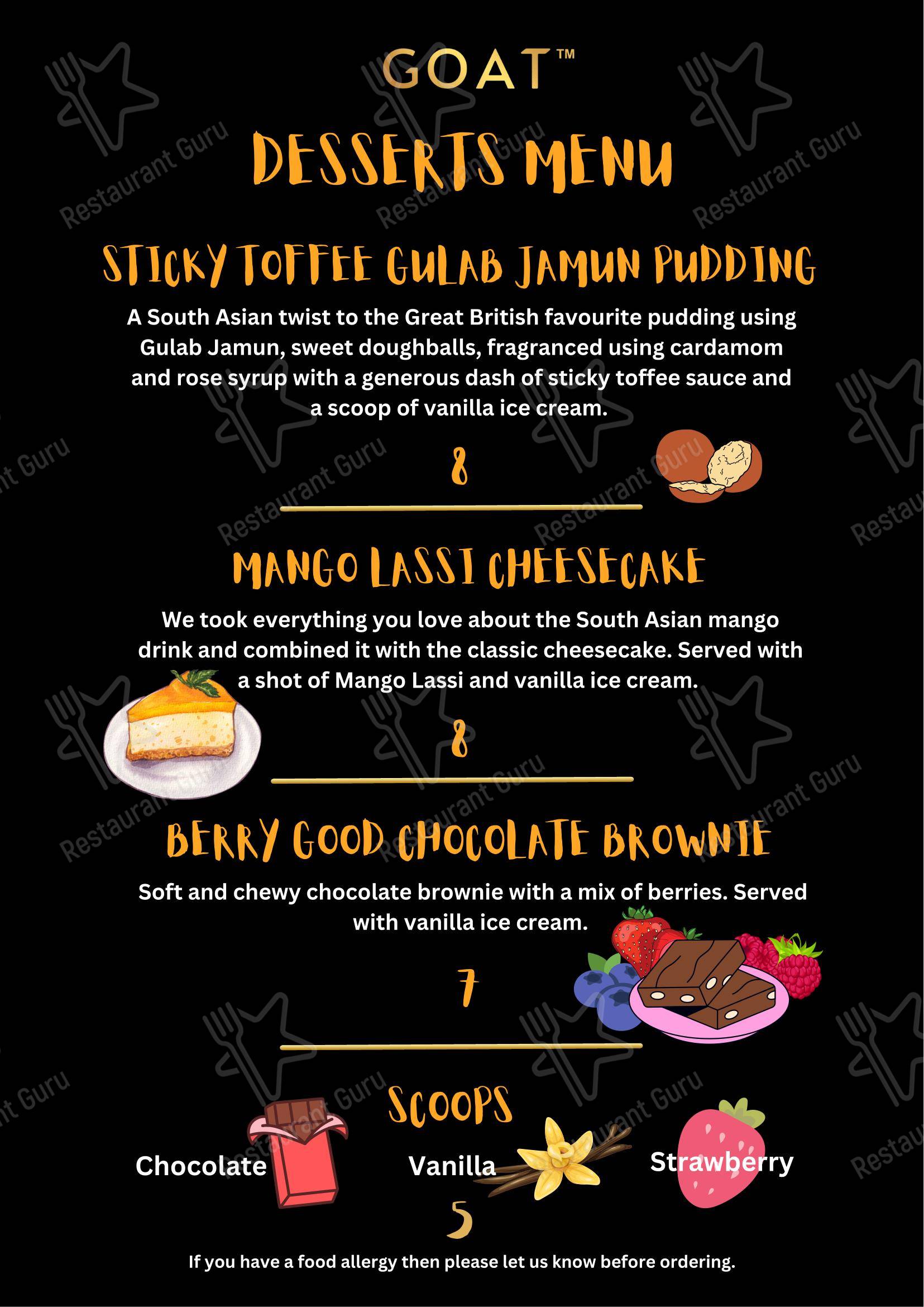 Коктейльная карта ресторана GOAT Brasserie & Lounge в Апминстере
