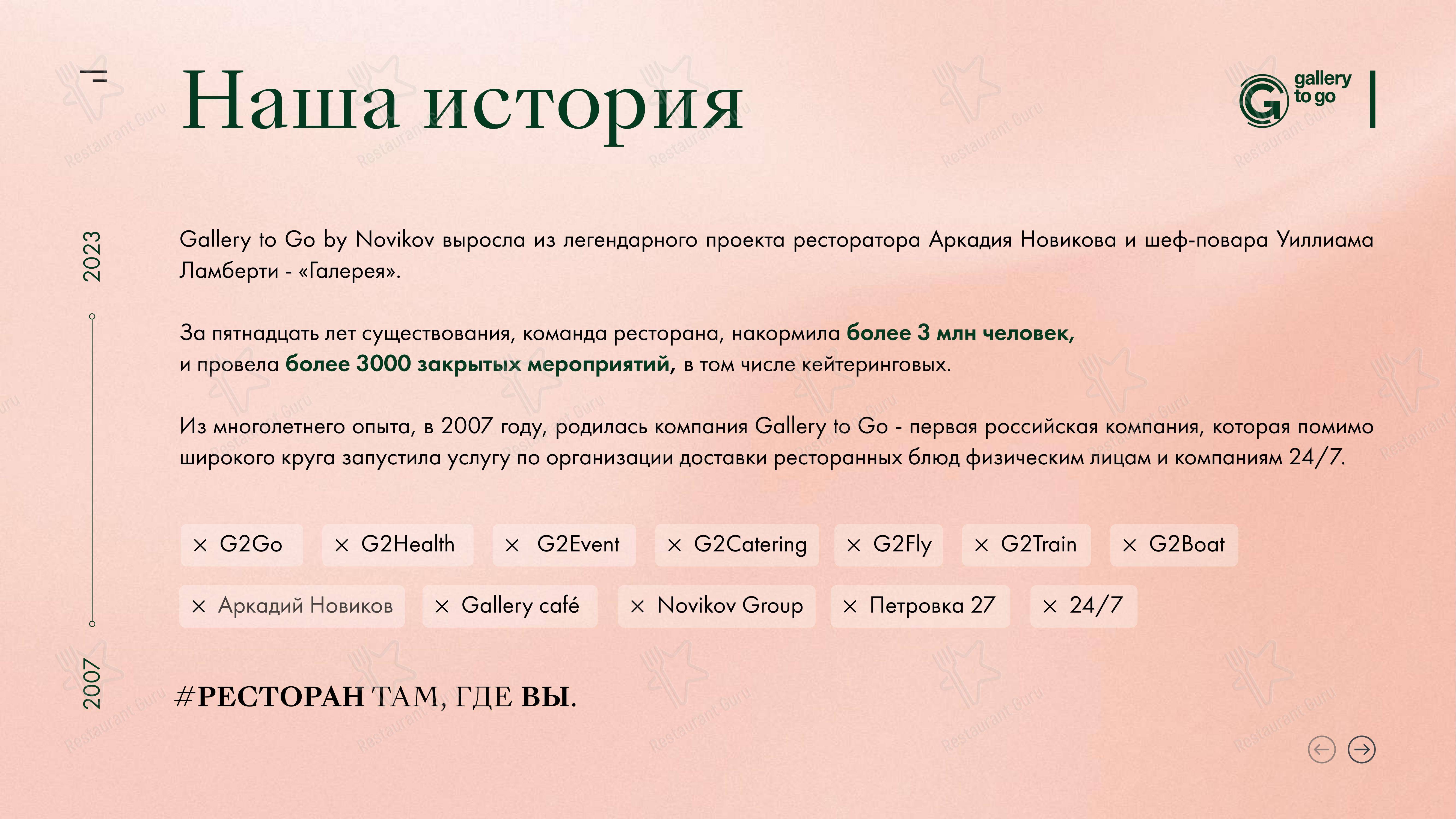 Gallery to Fly в Москве - Меню