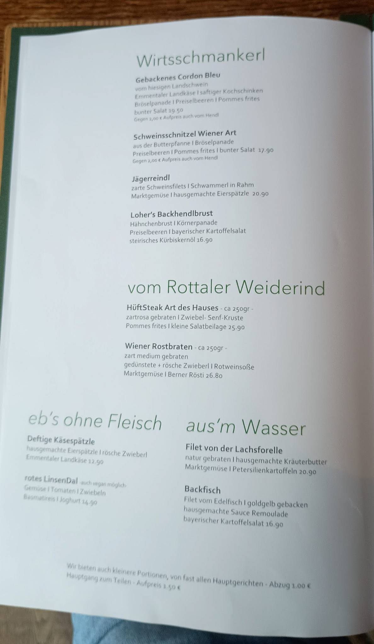 Gasthof Loher меню
