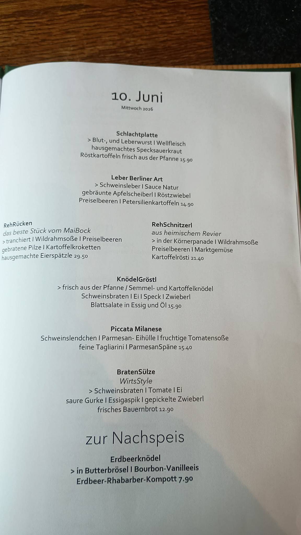 Gasthof Loher меню