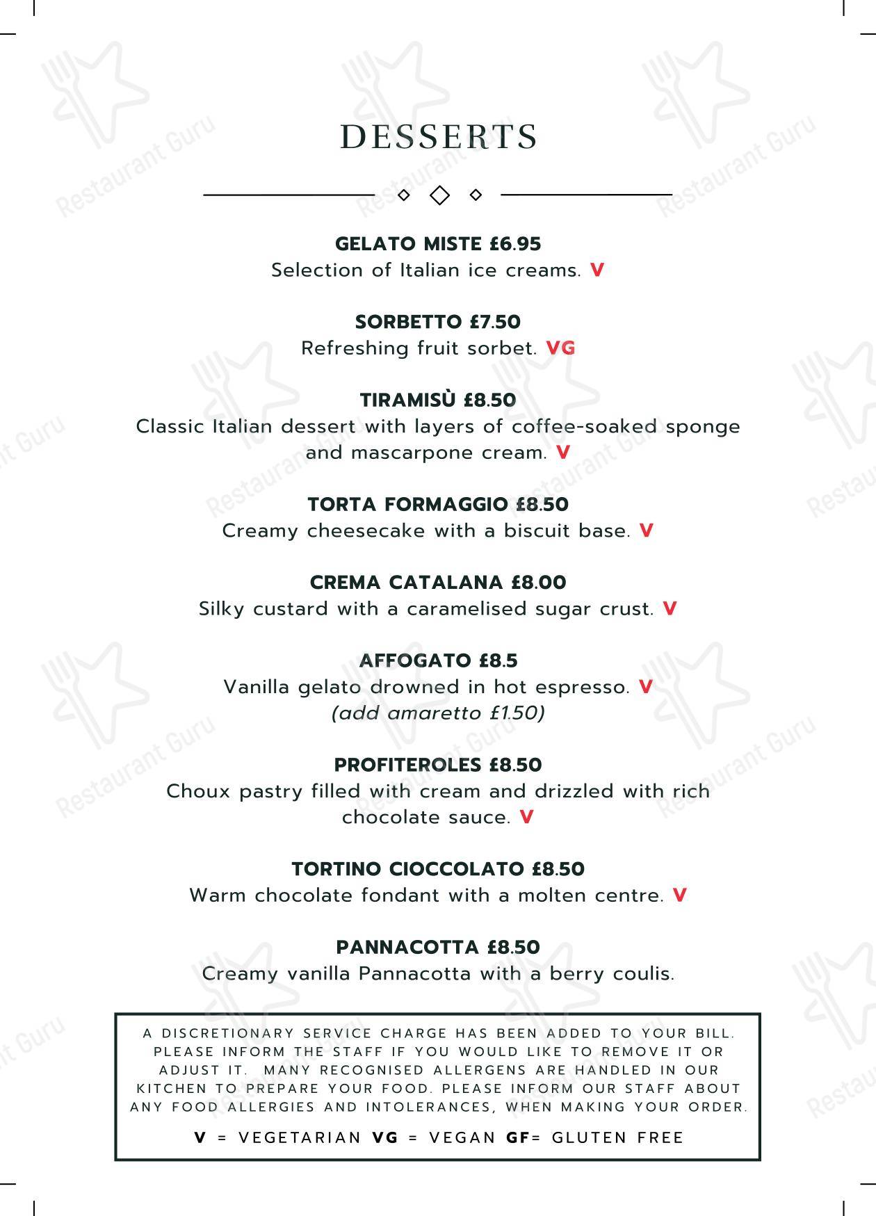 Меню ресторана Gio Ristorante - 菜单