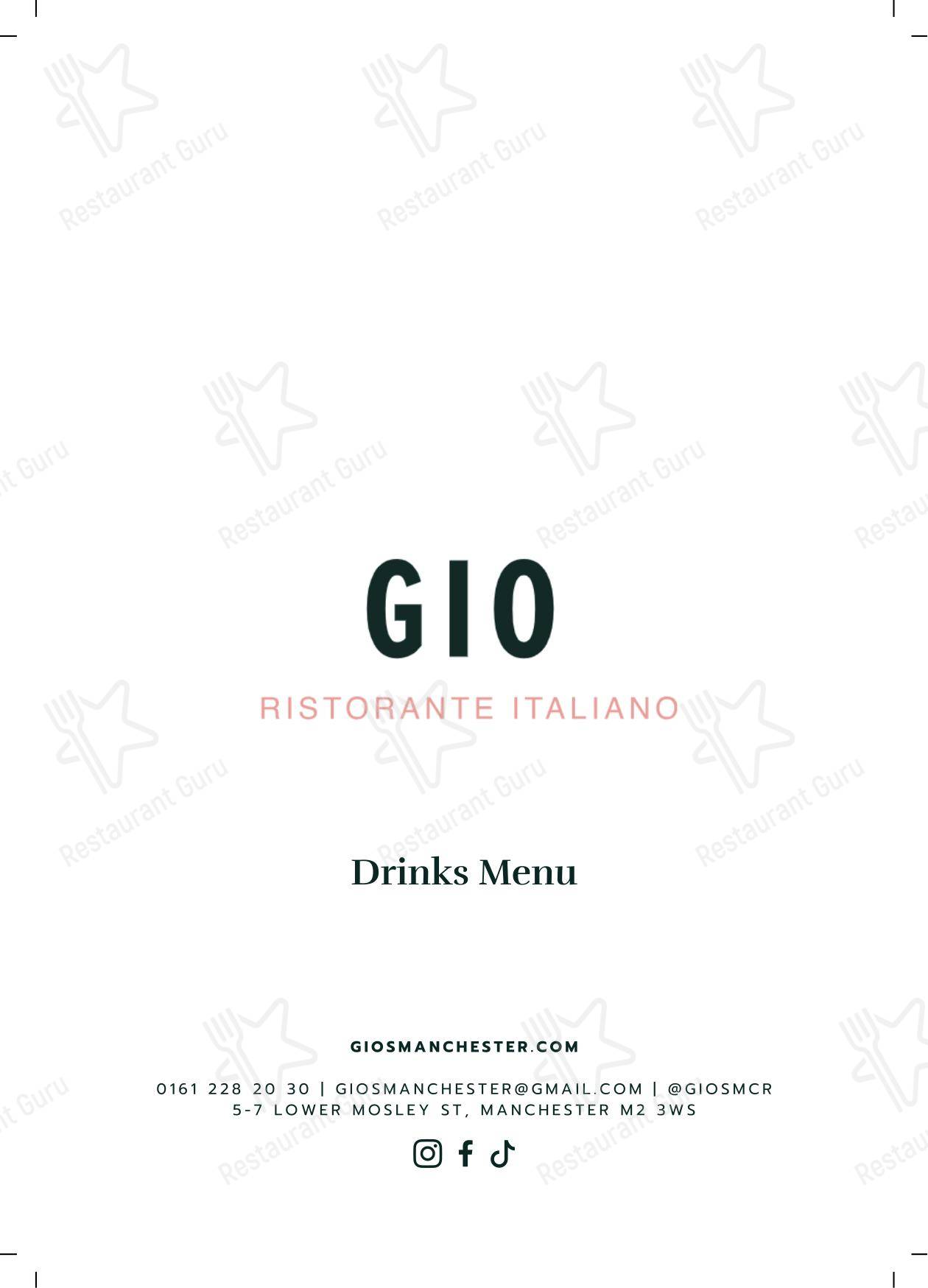 Основное меню ресторана Gio Ristorante
