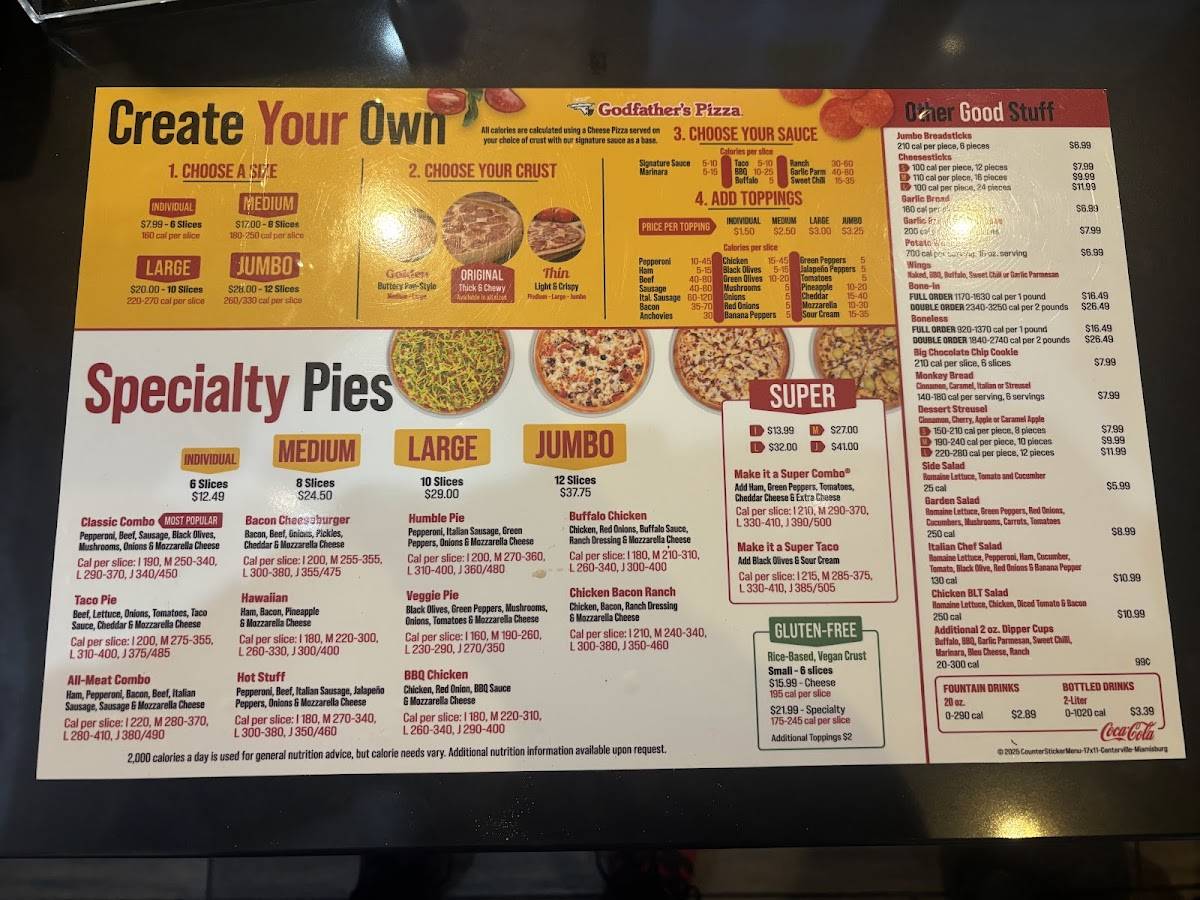 Godfather's Pizza меню