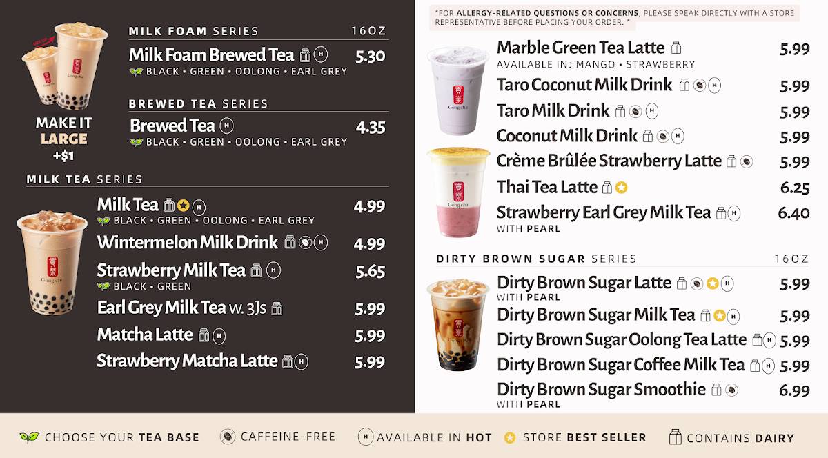 Gong Cha Springfield меню