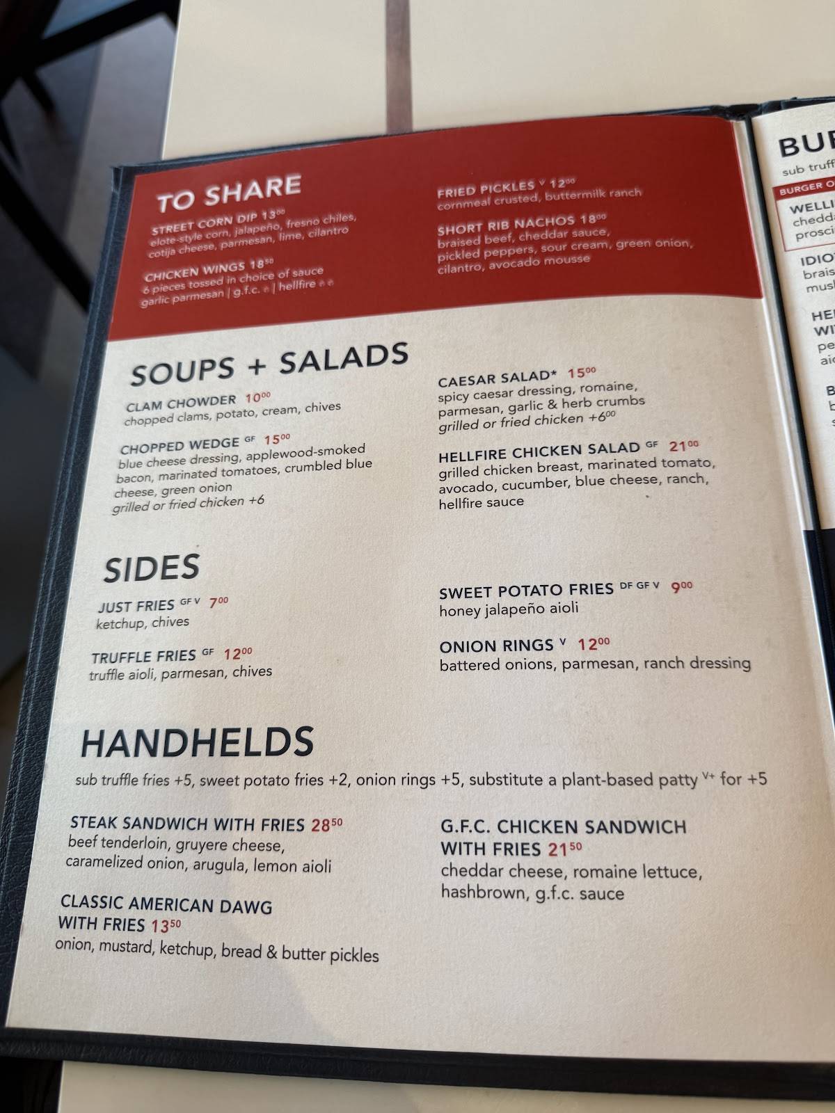 Gordon Ramsay Burger - Boston меню