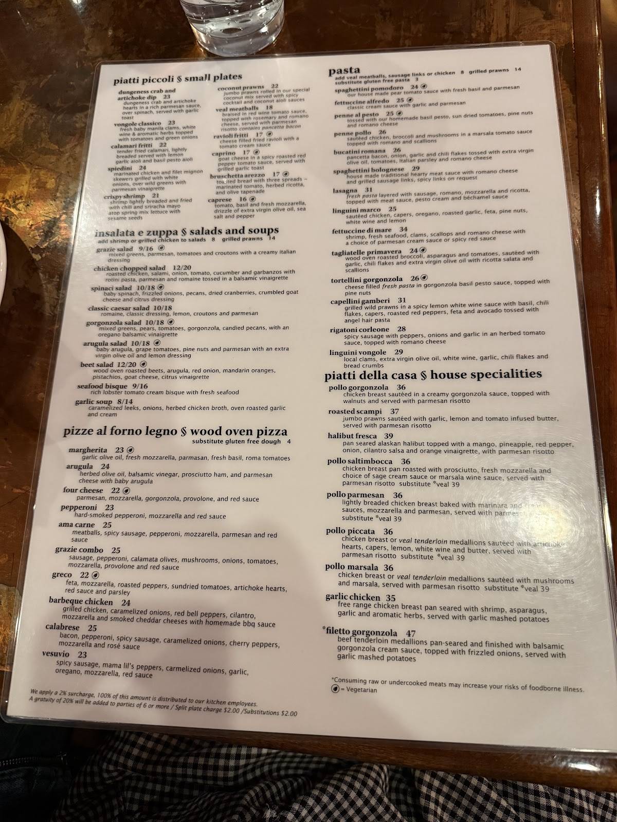 Grazie Ristorante Italiano меню