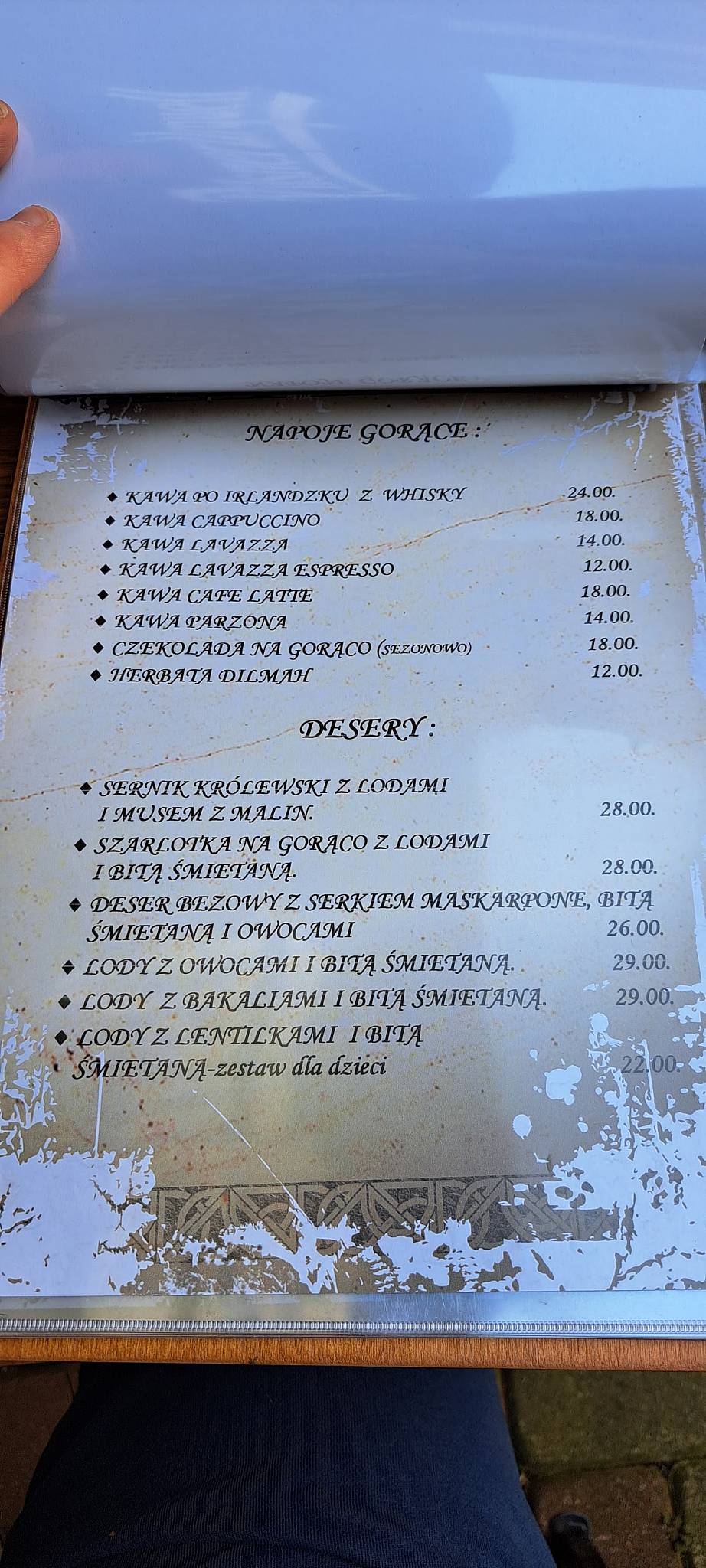Restauracja Grota меню
