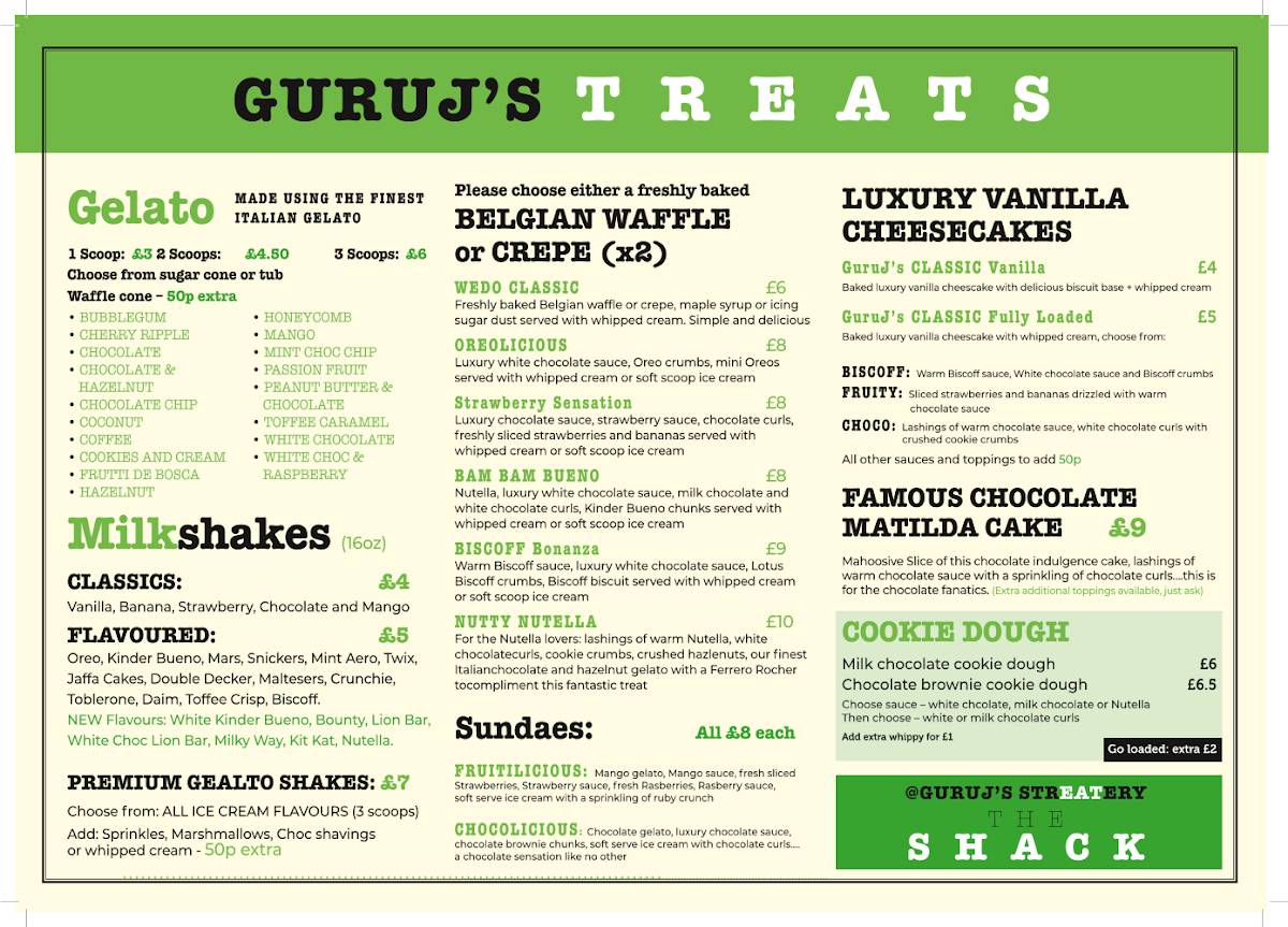Guru J's (Cheltenham) меню