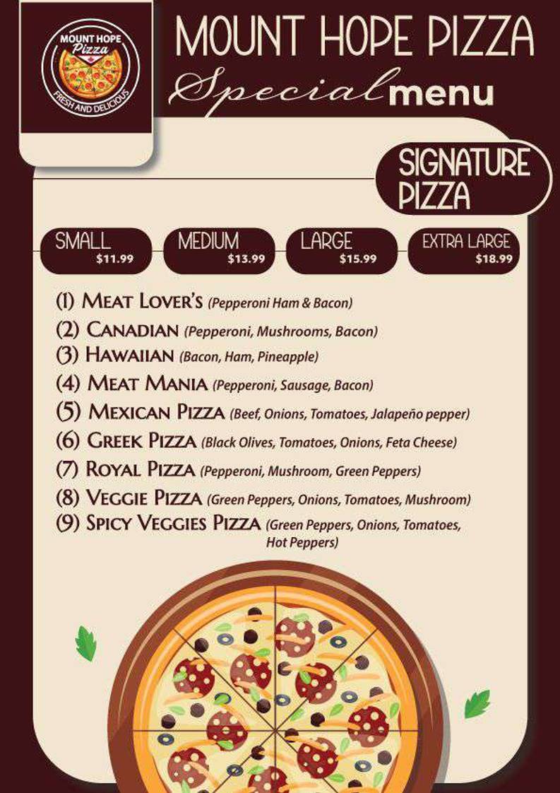 Mount Hope Pizza & Wings меню
