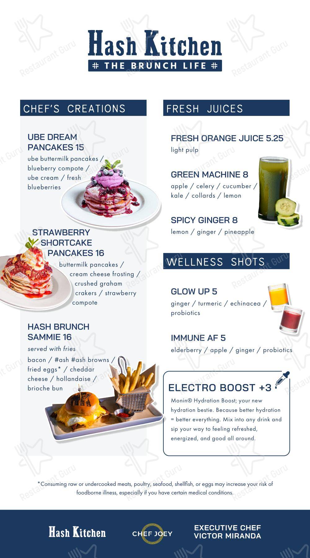 Меню паба и бара Hash Kitchen в Финиксе