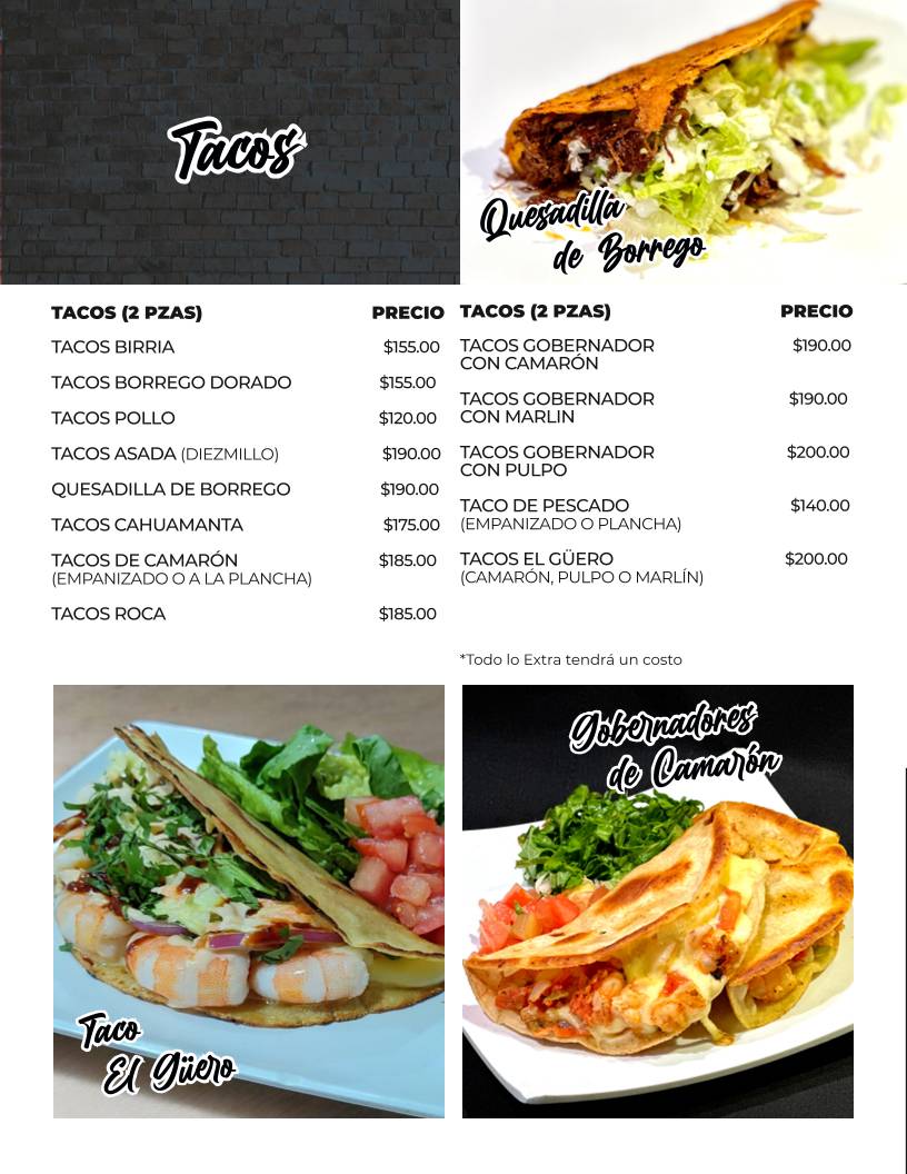 El Güero Rocha Restaurante меню