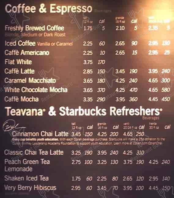 Starbucks Coffee Company меню