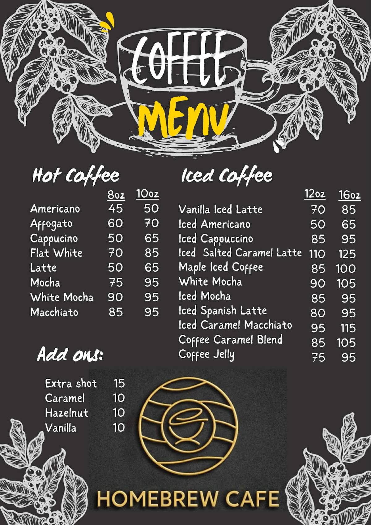 Homebrew cafe меню