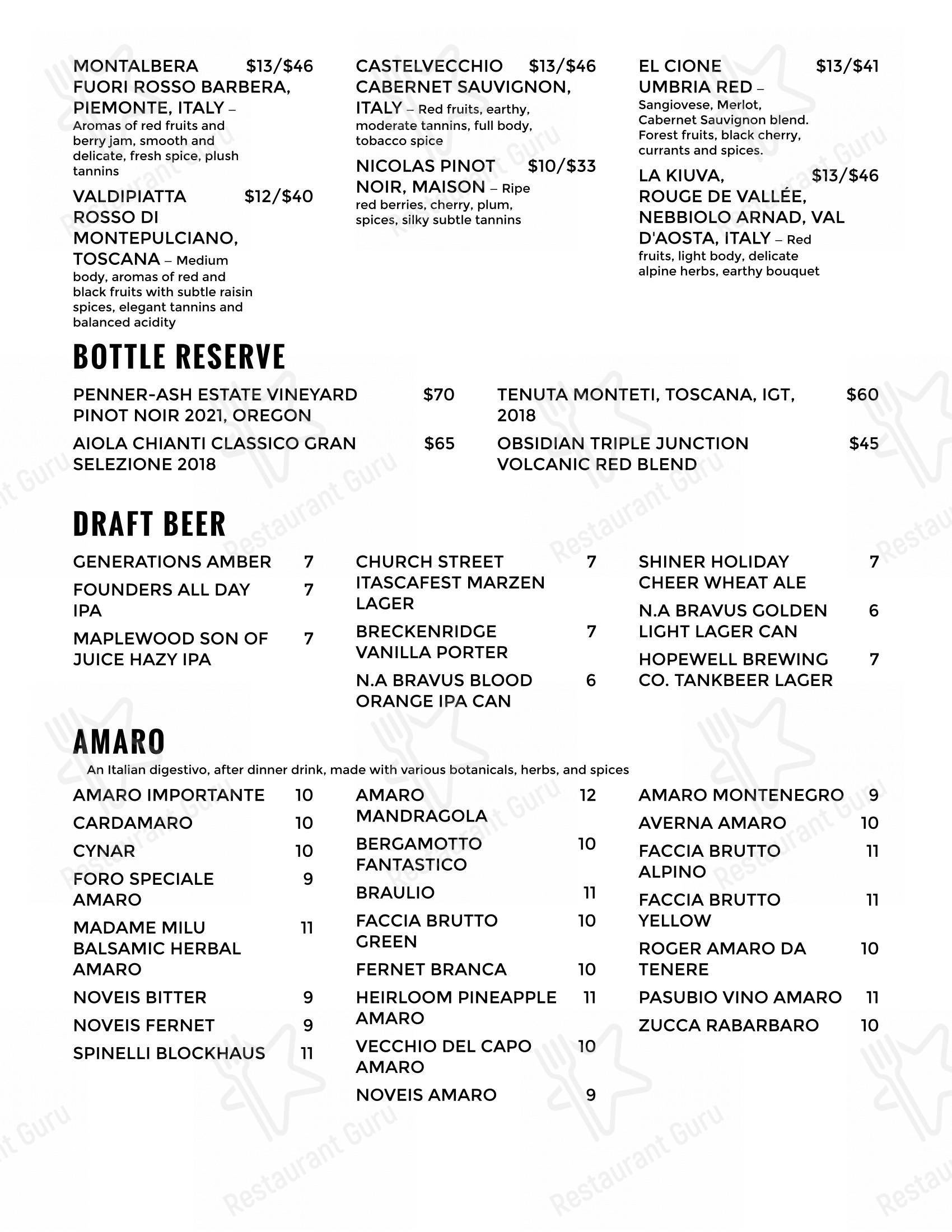 Меню напитков паба и бара Image Lounge & Restaurant