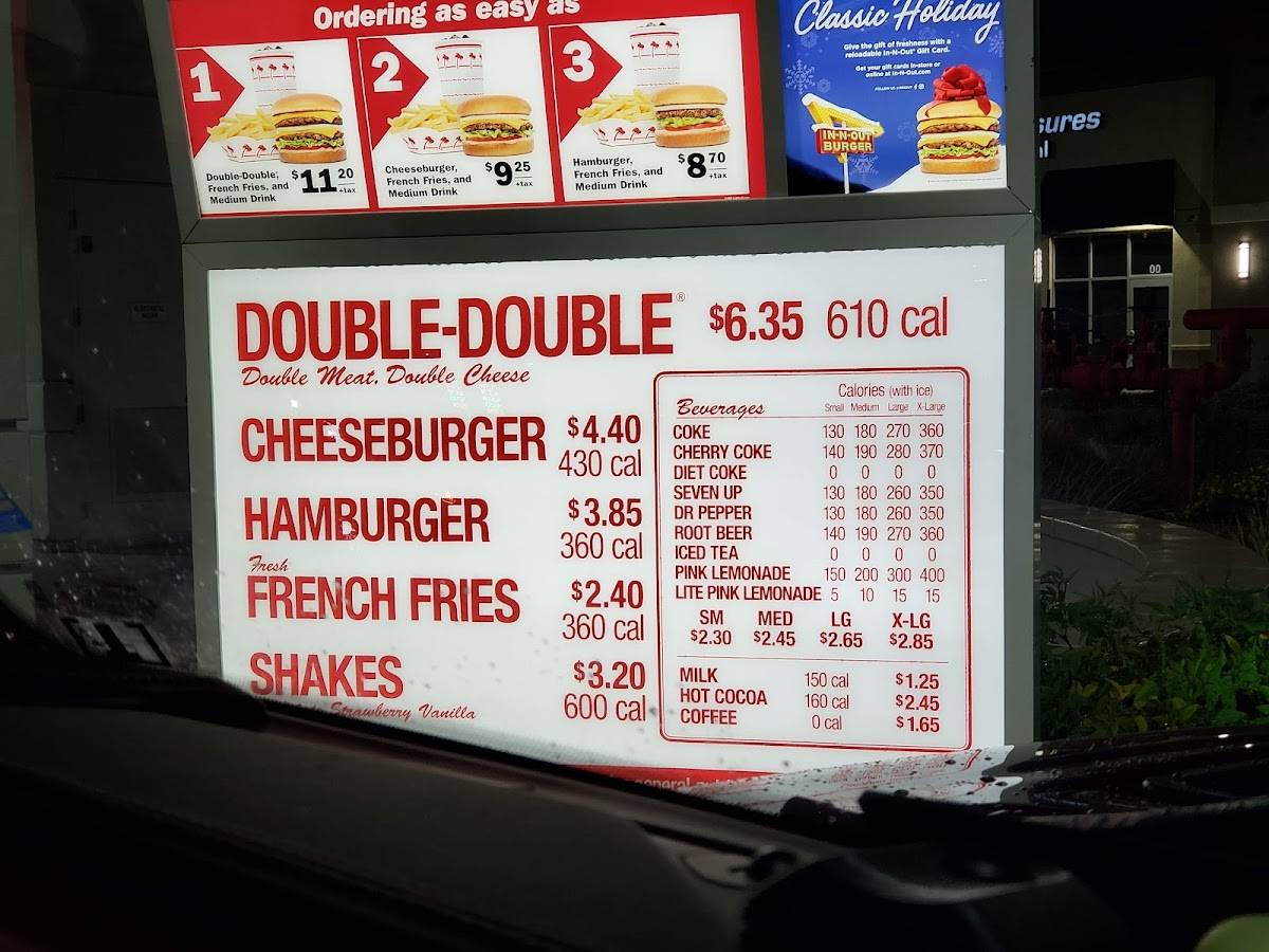 In-N-Out Burger меню