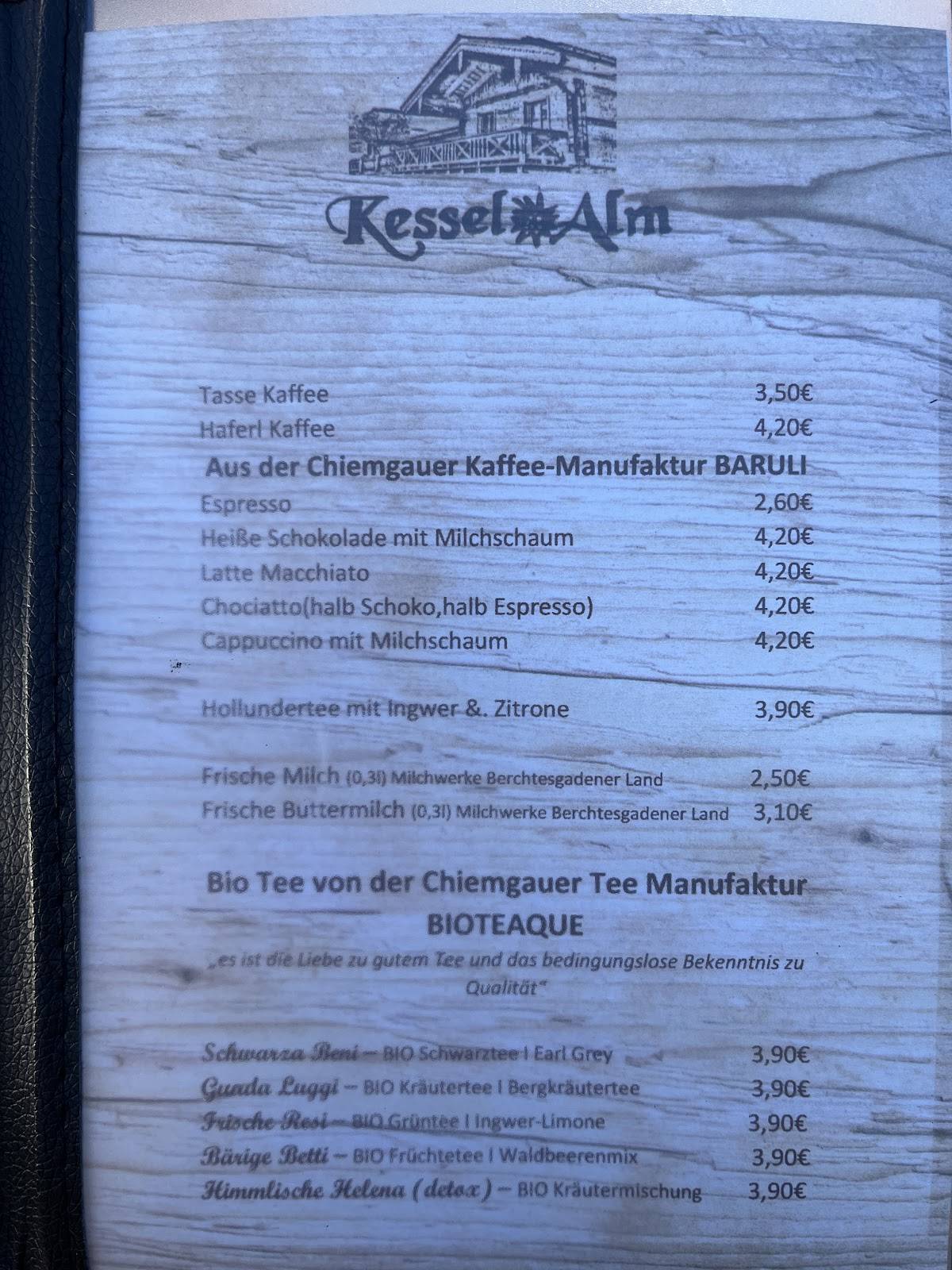 Kessel-Alm меню