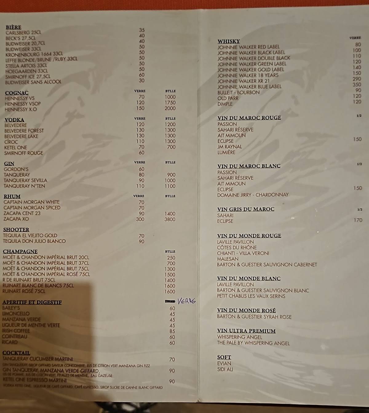 Irish Pub меню