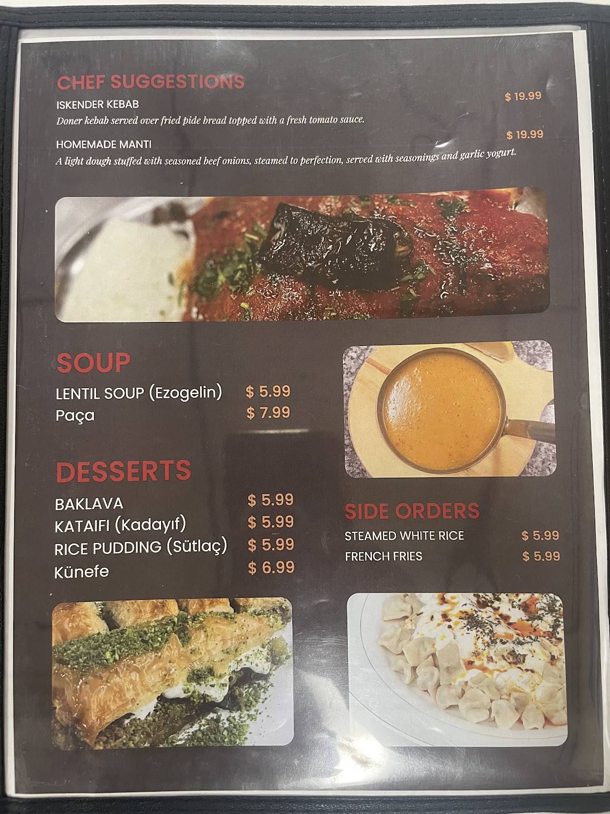 Sofra Restaurant меню