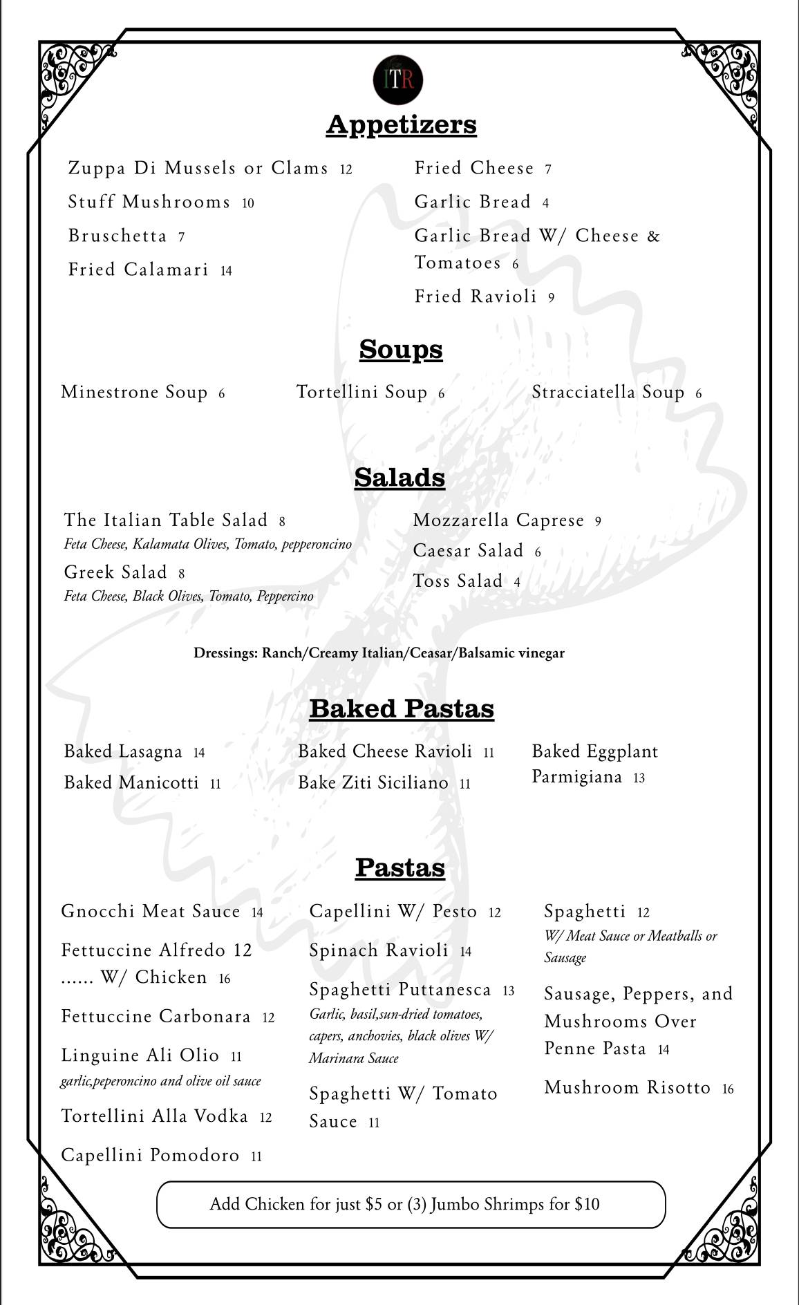 Italian Table меню