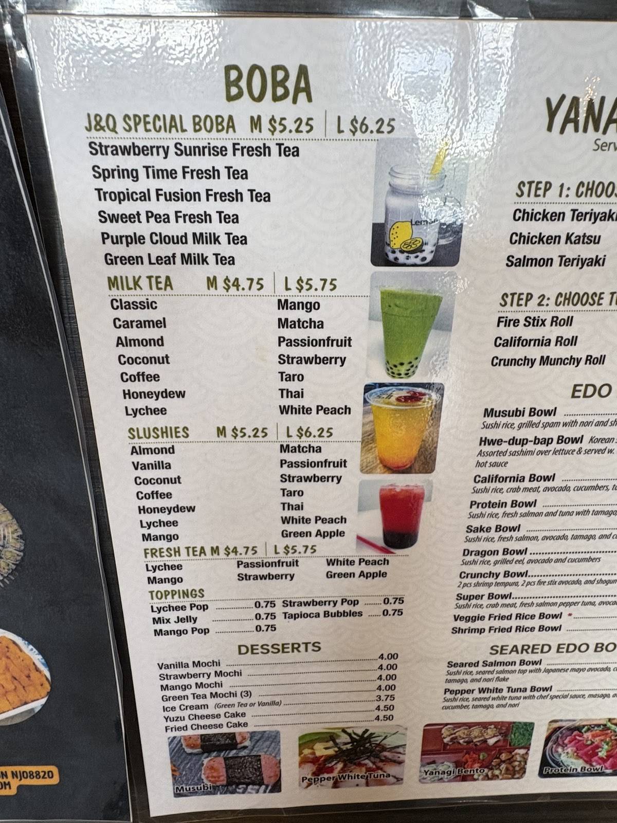 J & Q Sushi (Edo sushi Edison BubbleTea) меню
