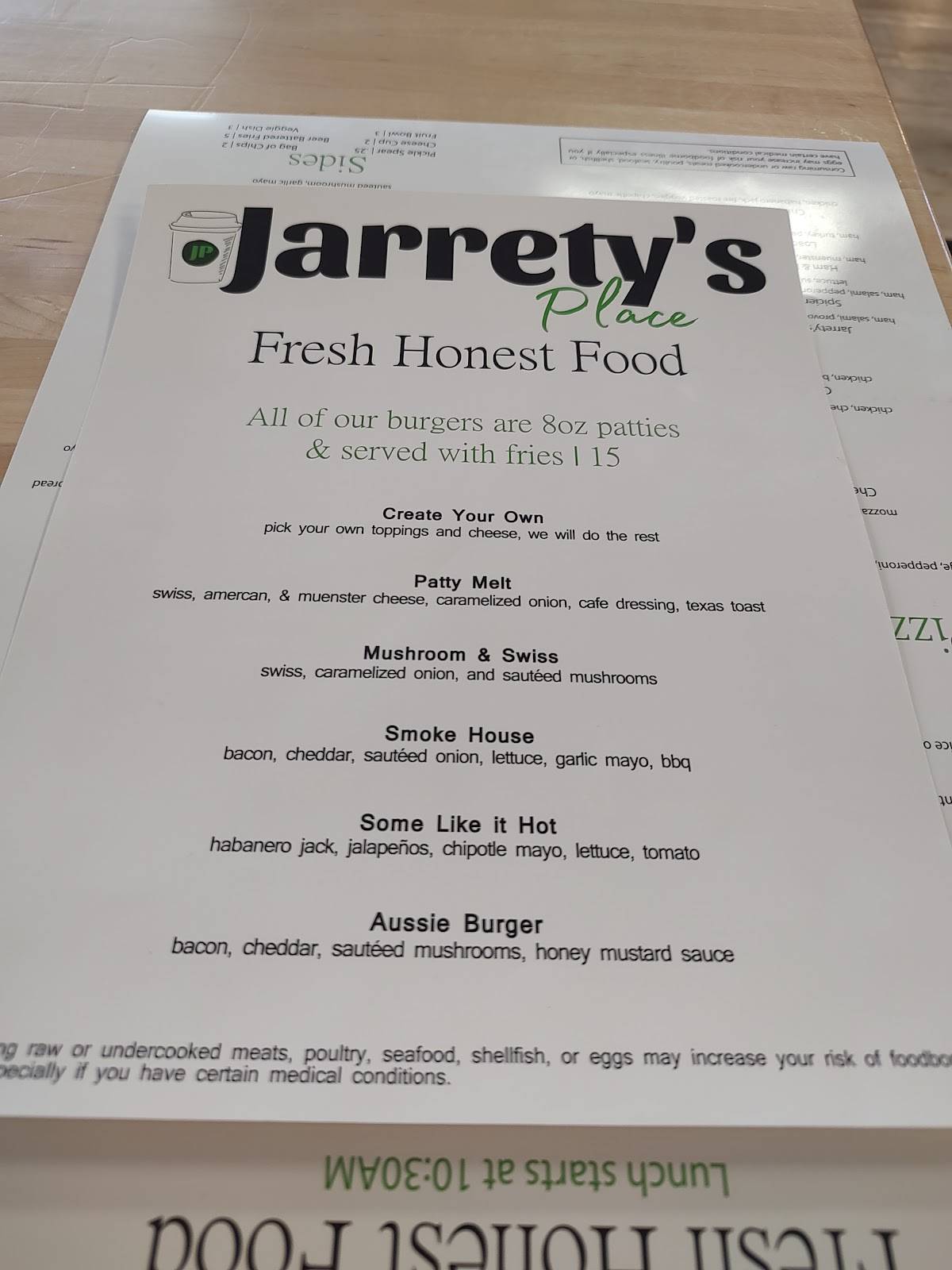 Jarrety's Place меню