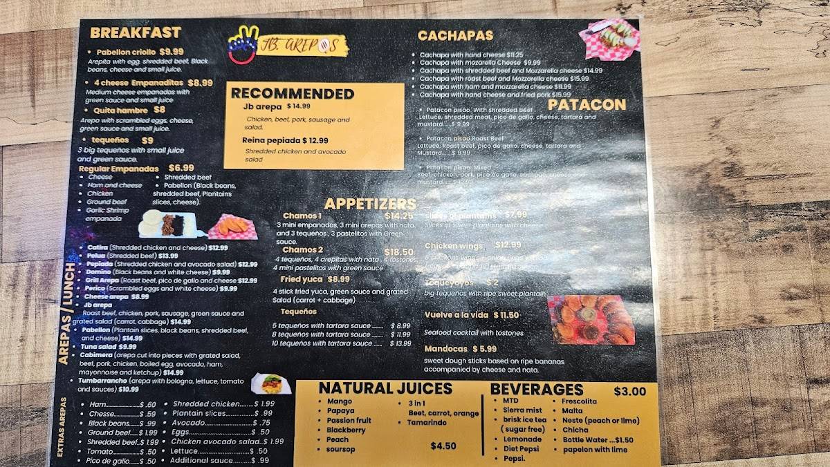 Jb arepas меню