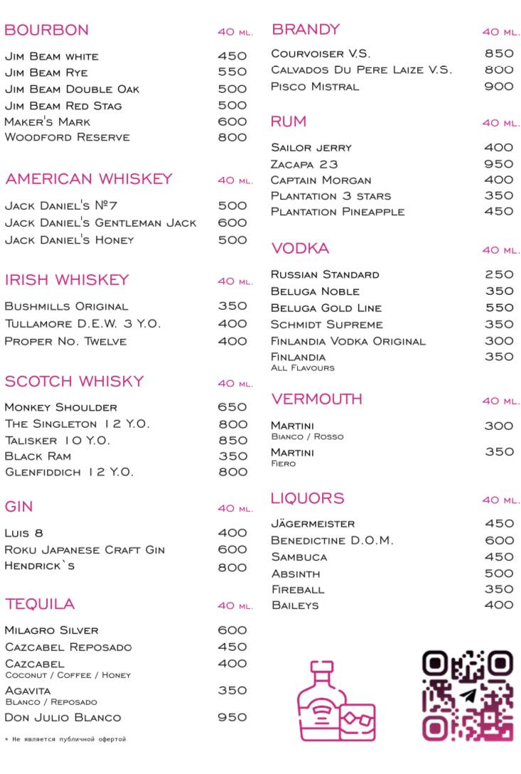Jim 'N' Jack's меню