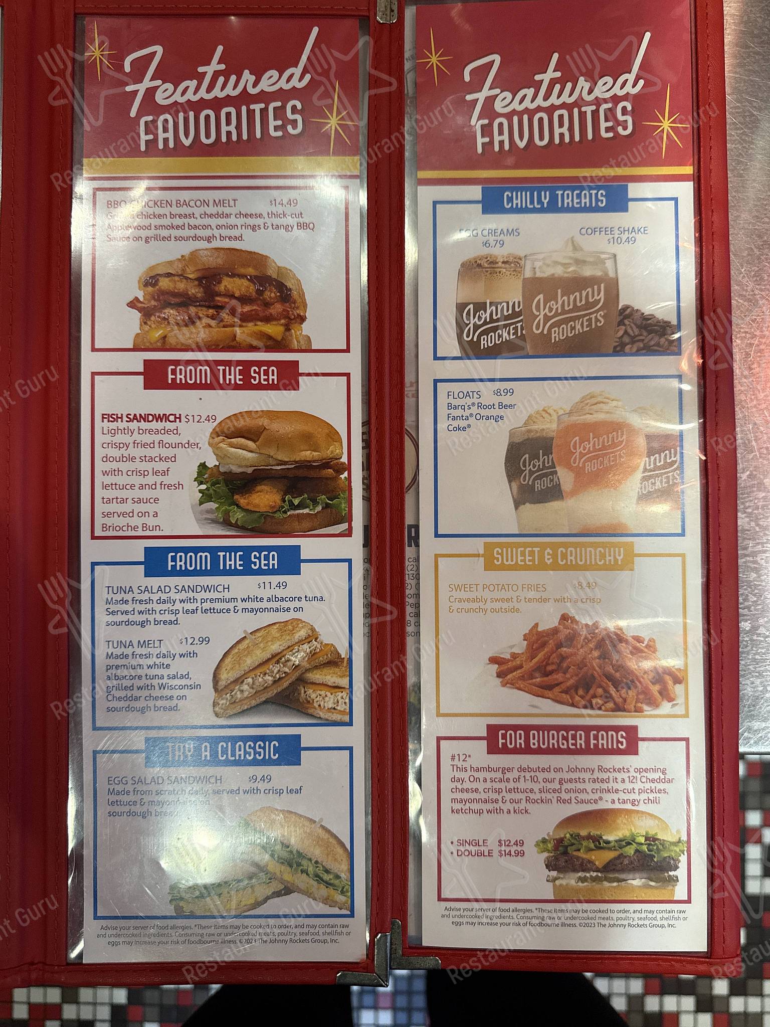 Взгляните на меню Johnny Rockets