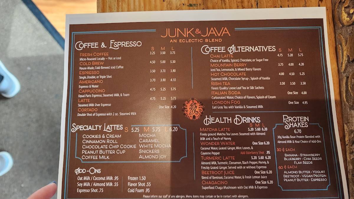 Junk & Java меню
