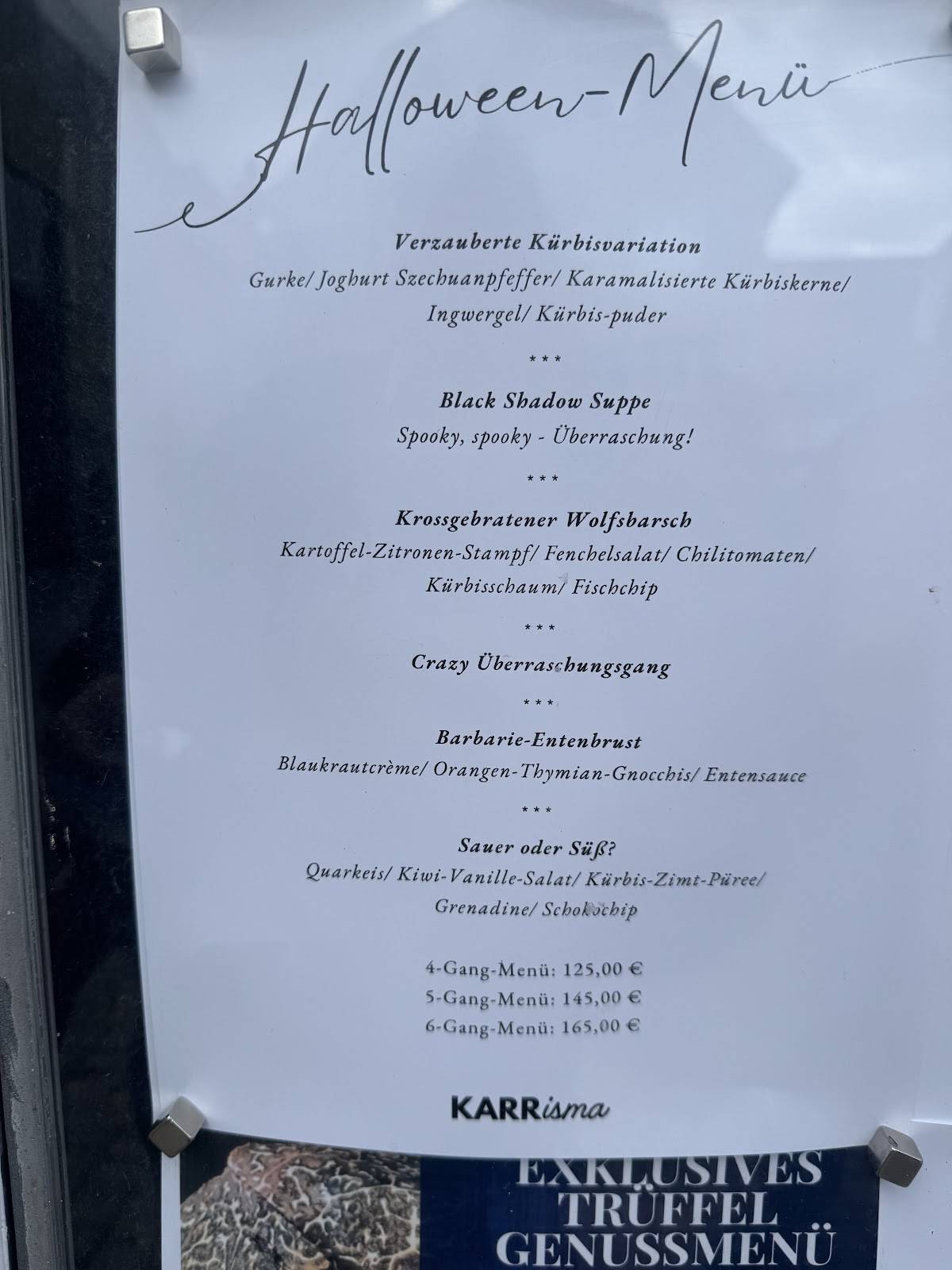KARRisma fine dining меню