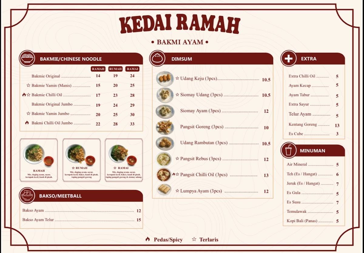 KEDAI RAMAH меню