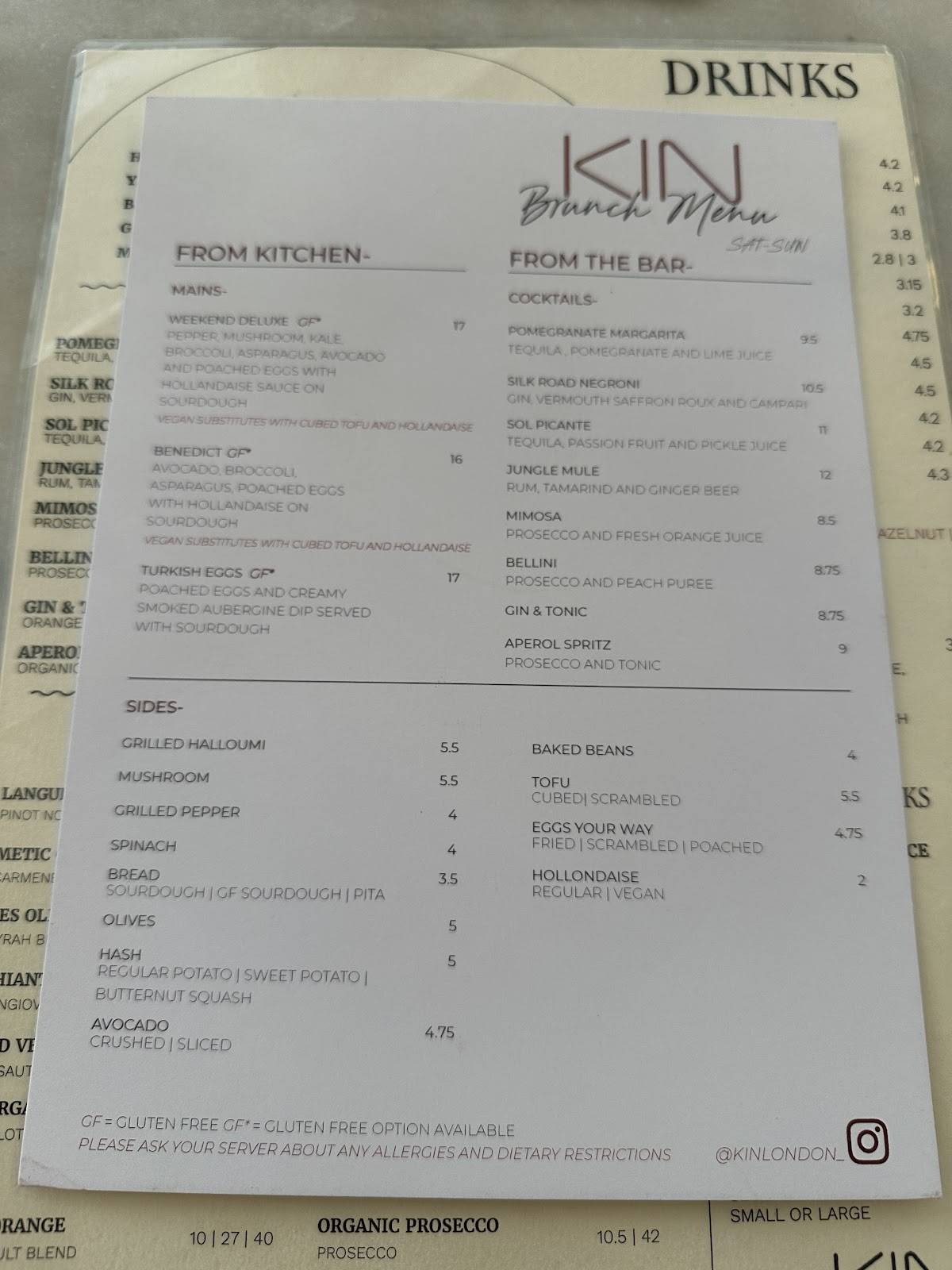 KIN Cafe меню