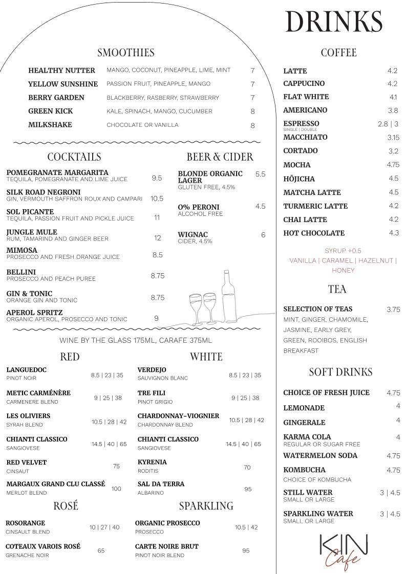 KIN Cafe меню