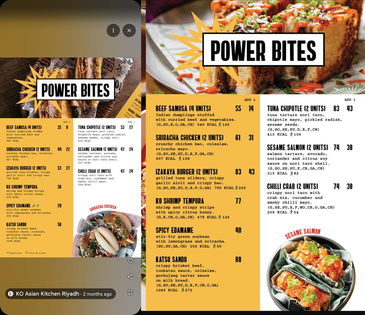 KO Asian Kitchen Riyadh меню