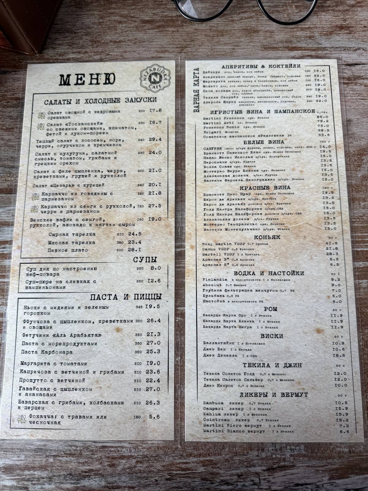 Кафе Незабудка меню
