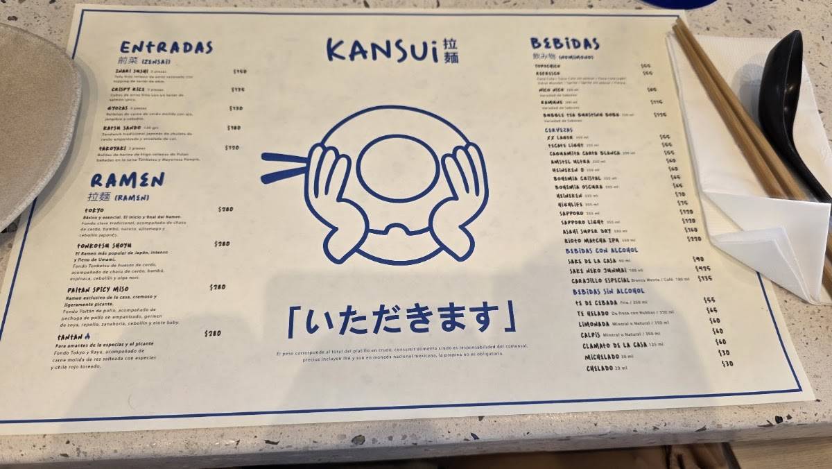 Kansui Torreón меню
