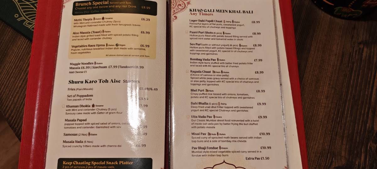 Keep Chaating Indian Vegetarian Restaurant меню
