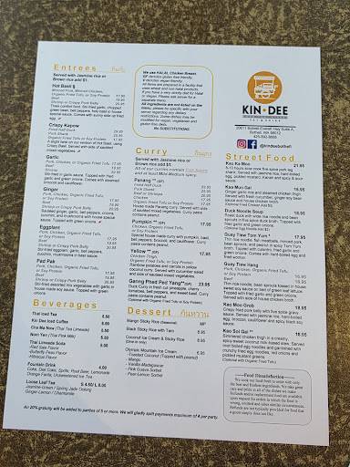 Kin Dee Thai Bothell меню