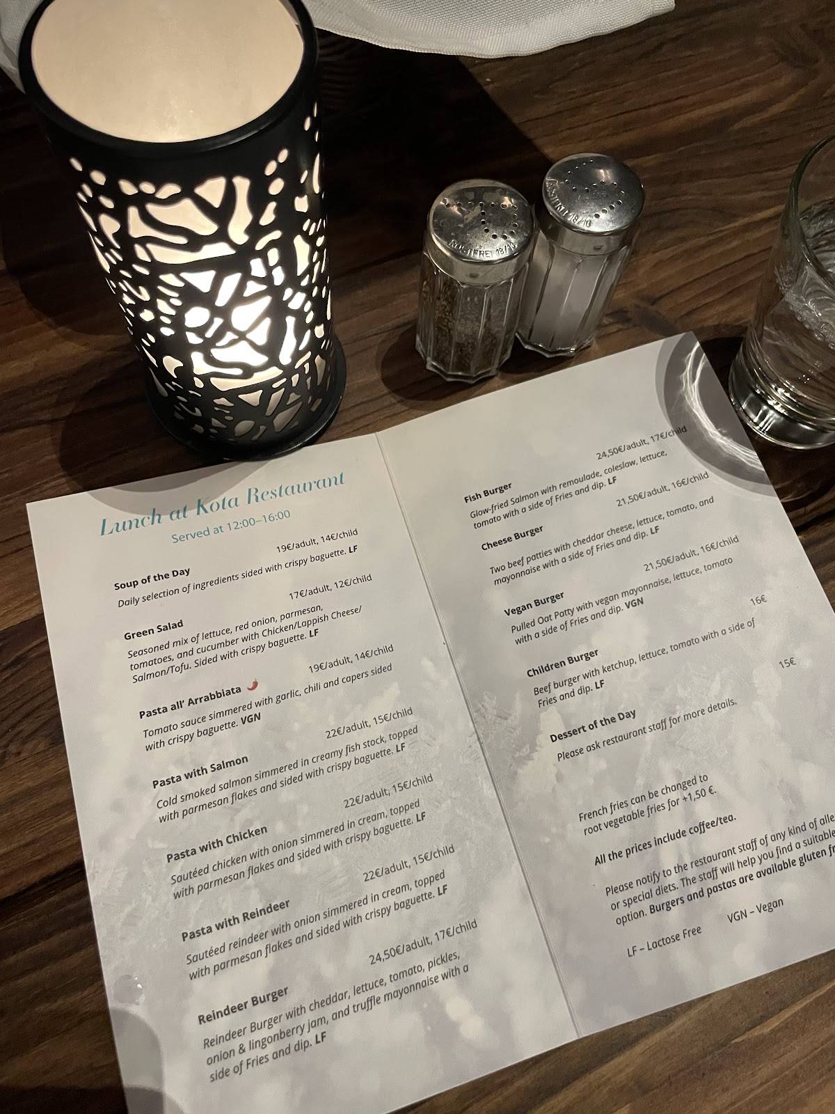Kota Restaurant меню
