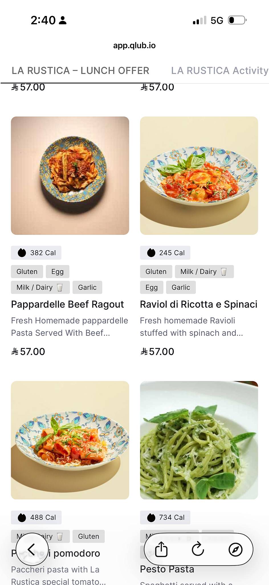 LA RUSTICA Terrazza меню