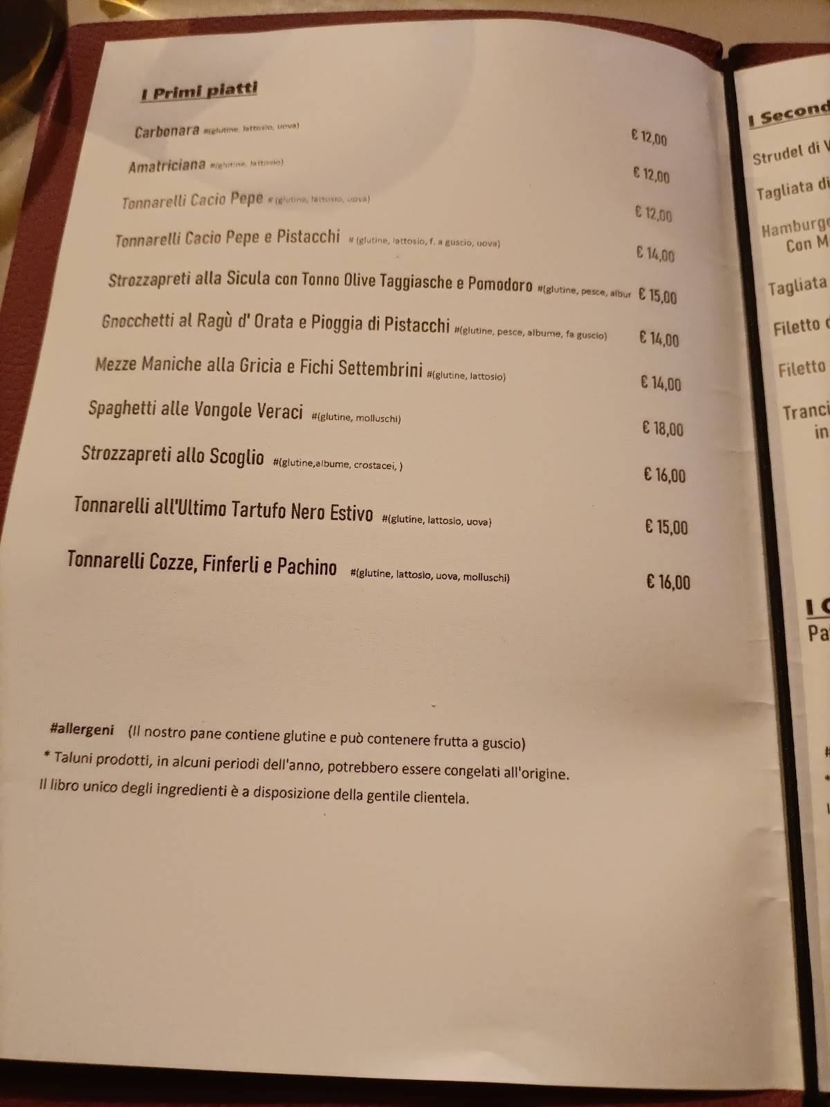 L'Acino brillo меню