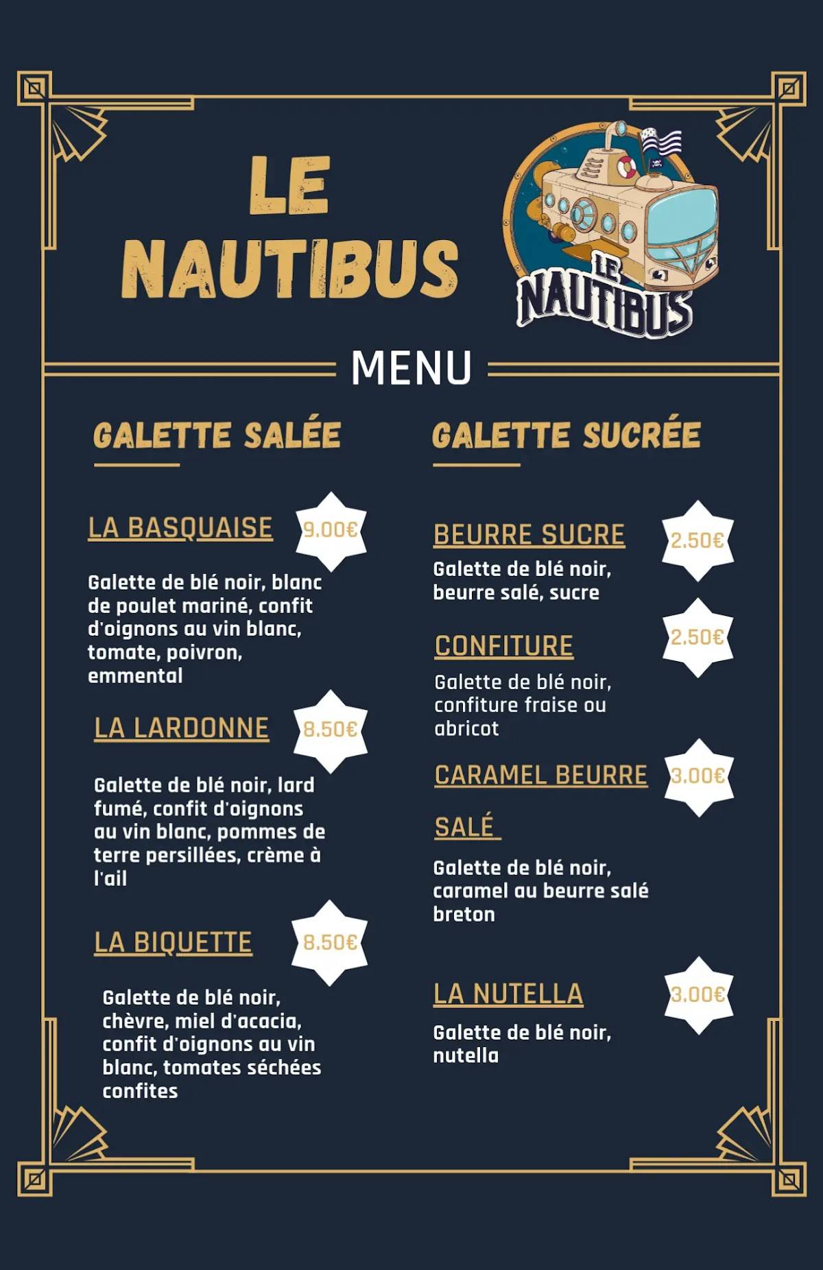 LE NAUTIBUS меню