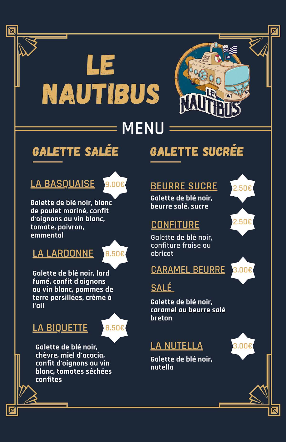 LE NAUTIBUS меню
