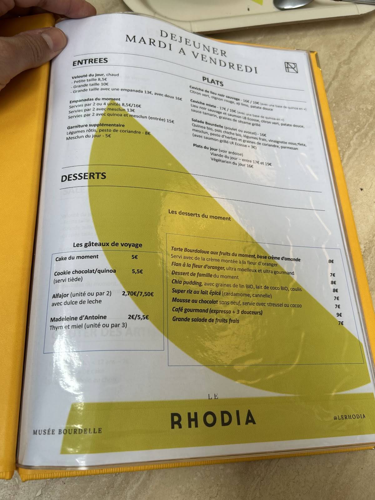 LE RHODIA меню