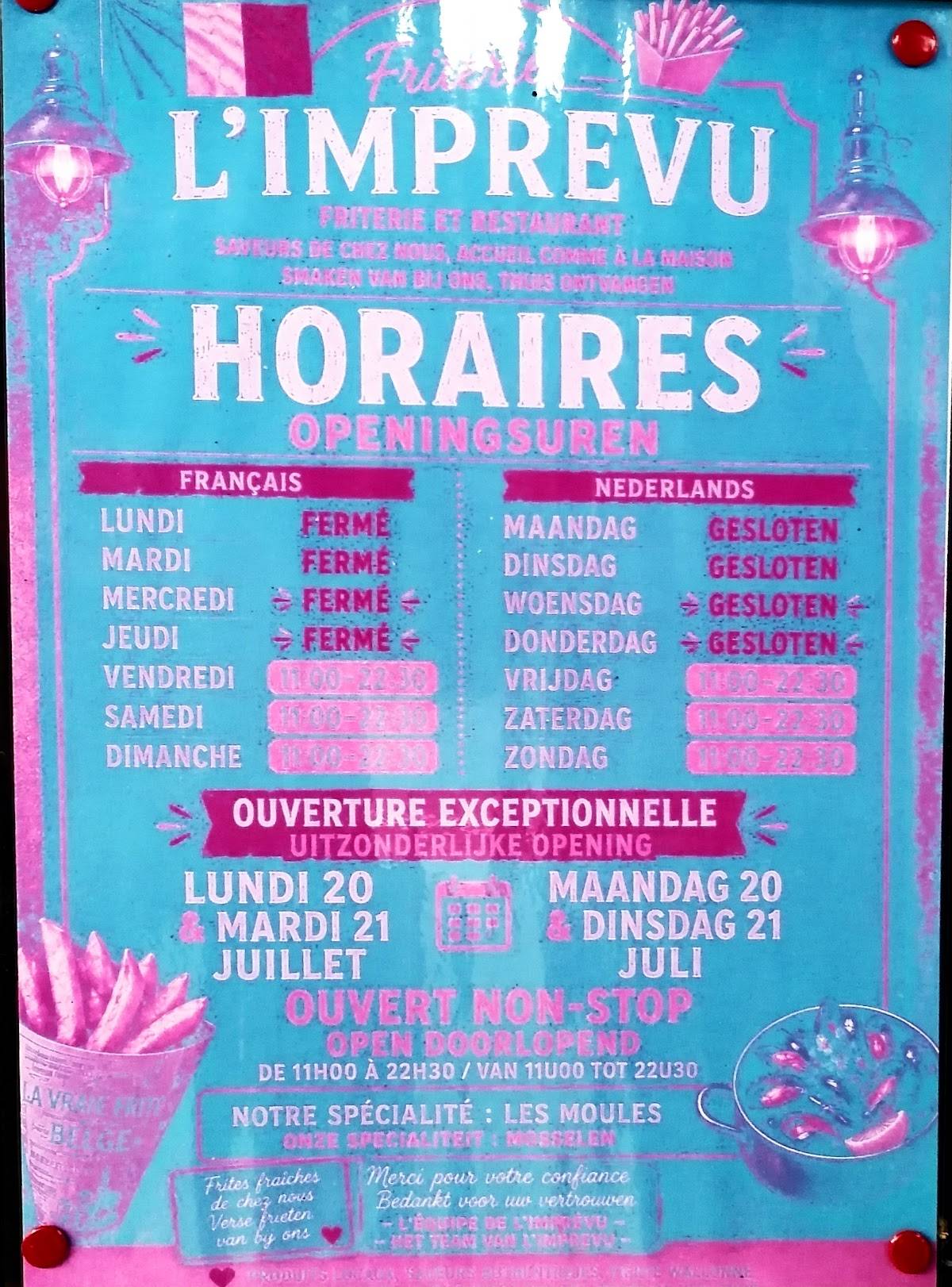 L'Imprévu меню